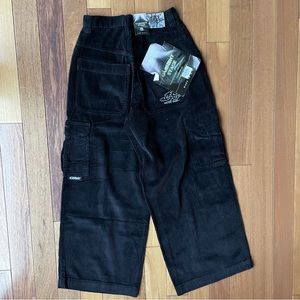 DEADSTOCK VINTAGE RARE 90s GARMENT STAGE BLACK CARGO CORDUROY PANTS (jnco)